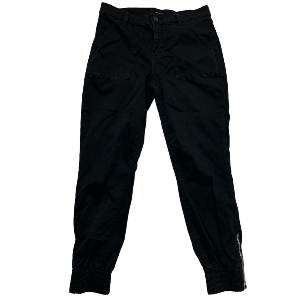 J Brand Jogger Pants Elastic Cuffs Zipper Fly & Button Close Ankle Zipper Black